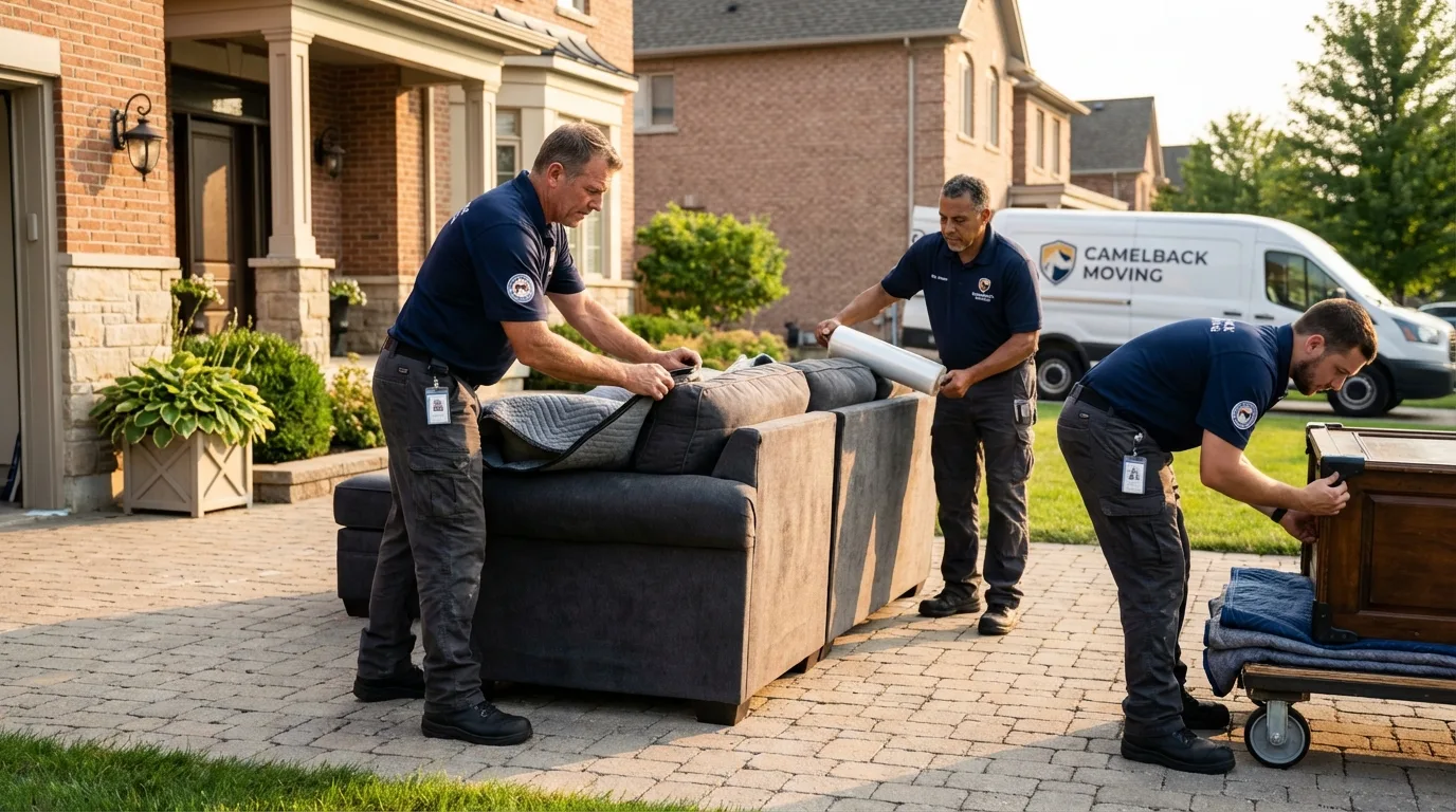 Large estate moving crew wrapping furniture in Leetsdale, PA