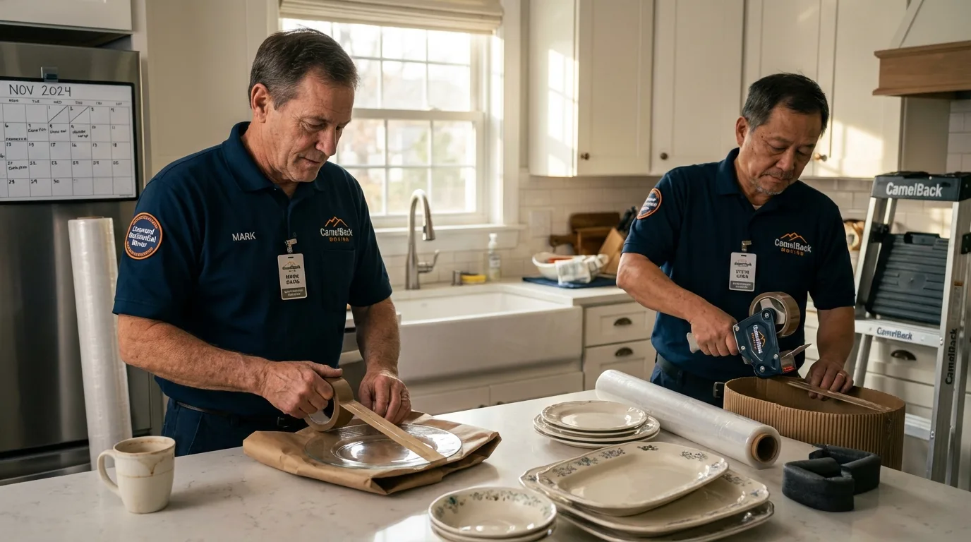 Professional crew packing kitchen dishware in Leetsdale, PA